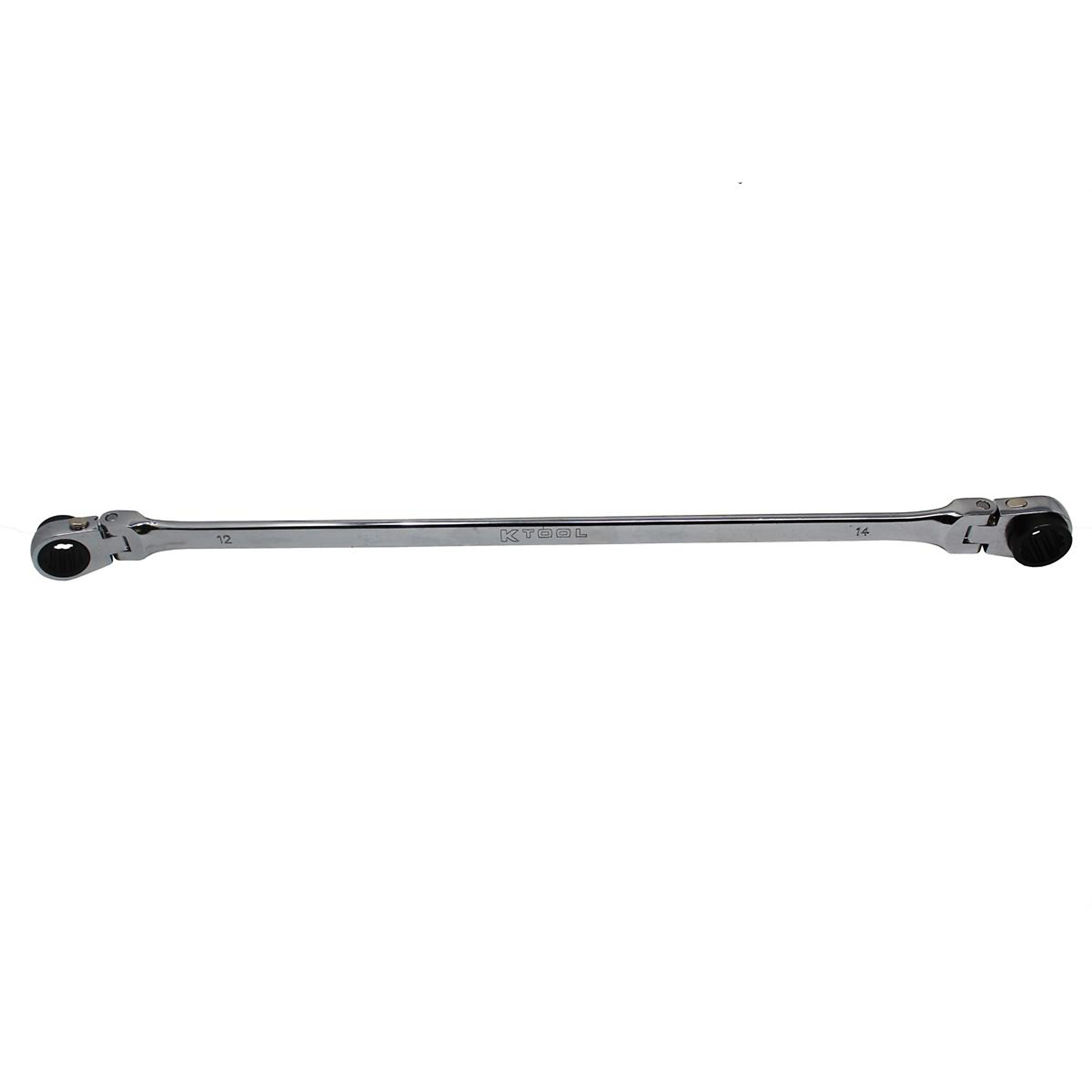 K-Tool International Metric Double Box Universal Spline Wrench — 12mm x 14mm, 90-Tooth, Extra Long, Flexible, Model# KTIXDDB12X14